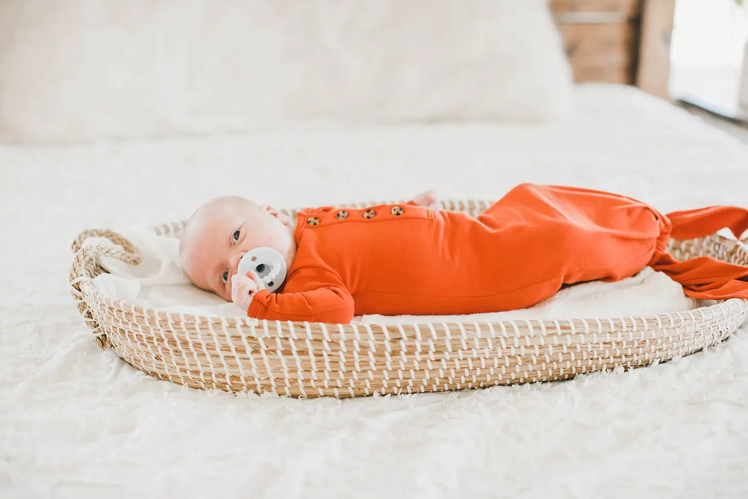 Fawn & Foster - Baby Organic Knotted Gown + Top Knot Hat - Rust