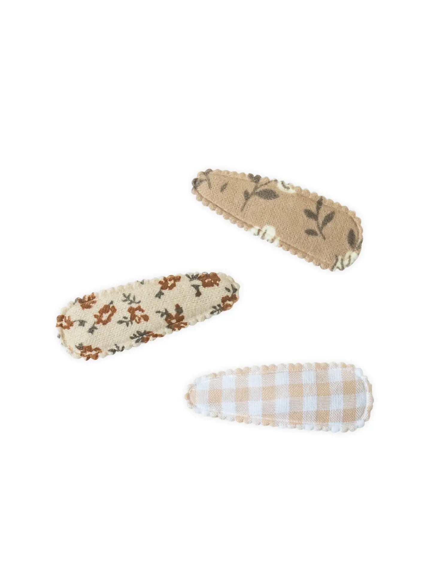 Baby Hair Clips 3 Pack - Tan Gingham