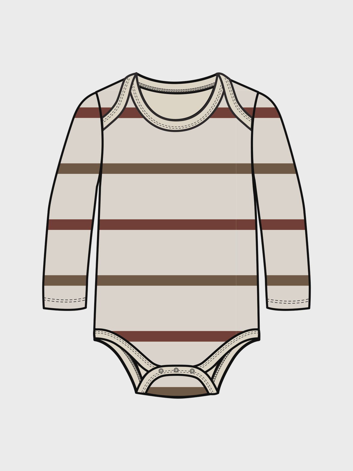 Colored Organics - River Bodysuit - Max Stripe / Garnet + Sepia