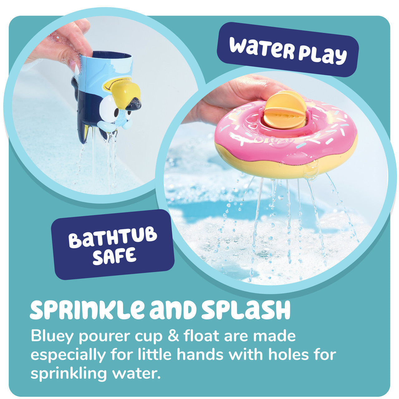 Toomies Splash & Float Bluey – 2-in-1 Water Toy with Pour Cup and Water Wheel