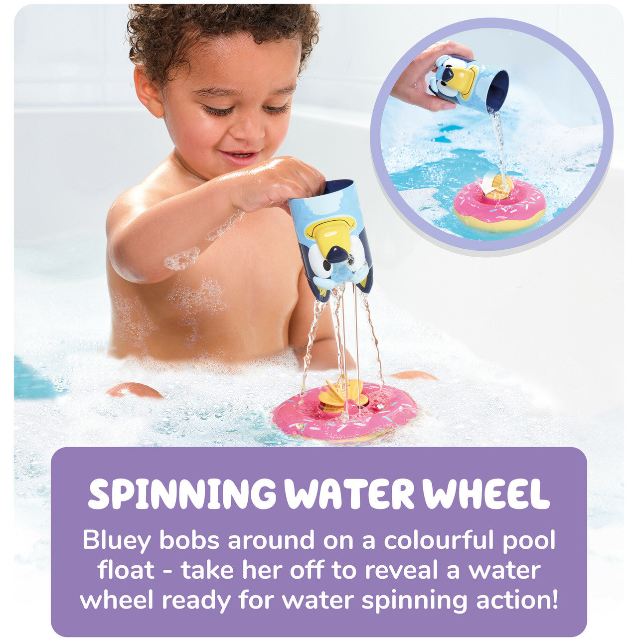 Toomies Splash & Float Bluey – 2-in-1 Water Toy with Pour Cup and Water Wheel