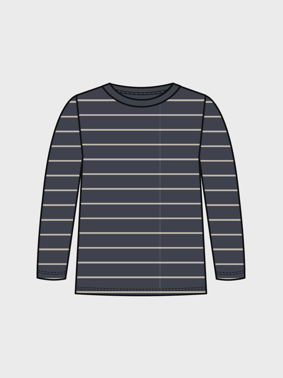 Colored Organics - Turk Long Sleeve Crew - Kade Stripe / Navy