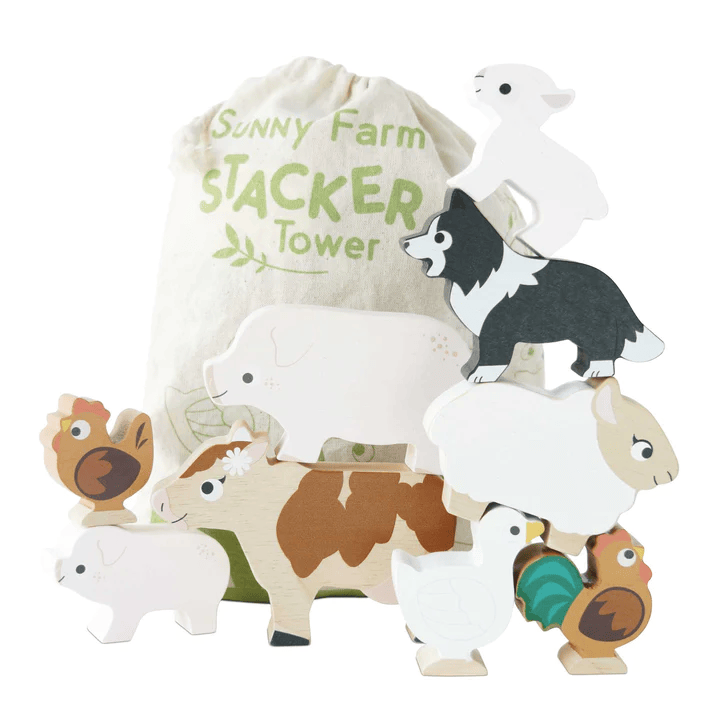 Le Toy Van - Farmyard Stacking Animals & Bag